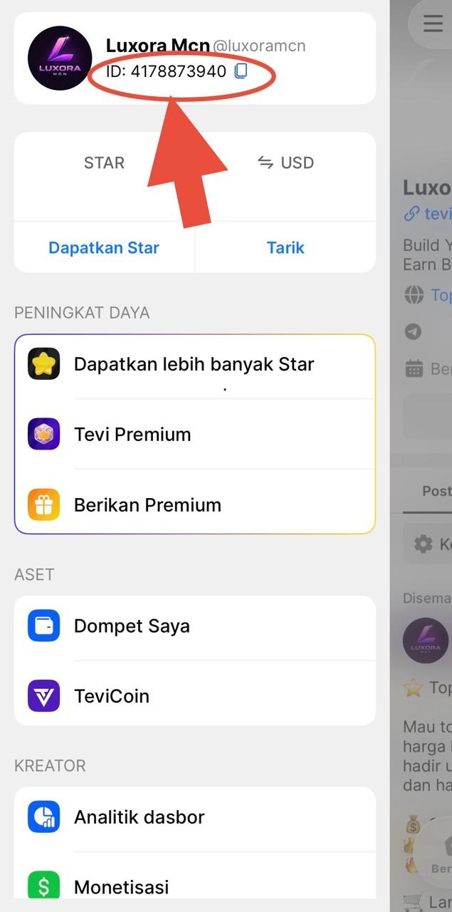 ID ada di bawah nama